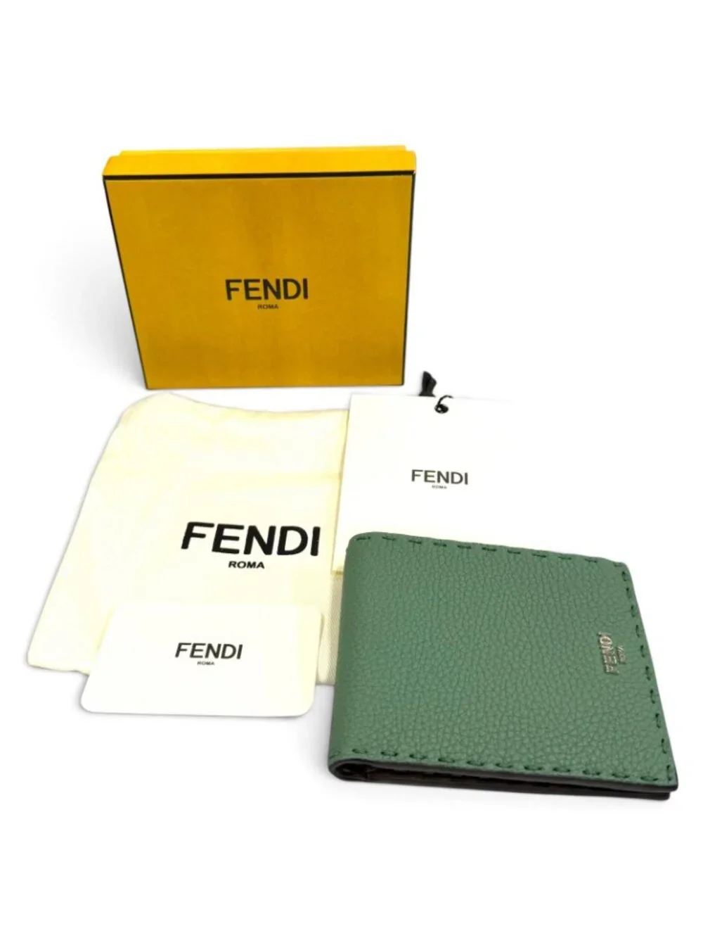 Fendi Selleria Bifold Logo Leather Compact Wallet